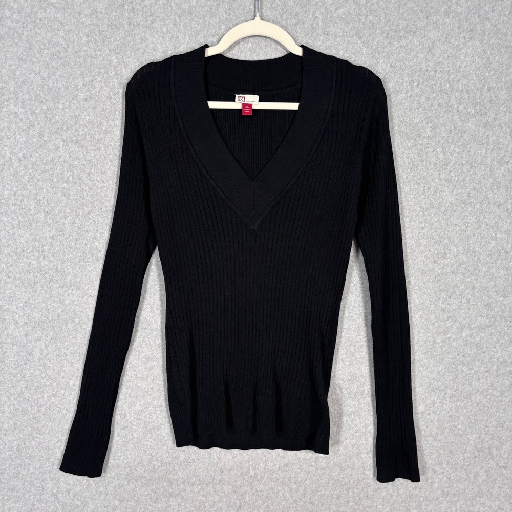LEI Y2K Sweater‎ XXL Black Ribbed V Neck Elena Gilbert Bella Swan 2000s Mall